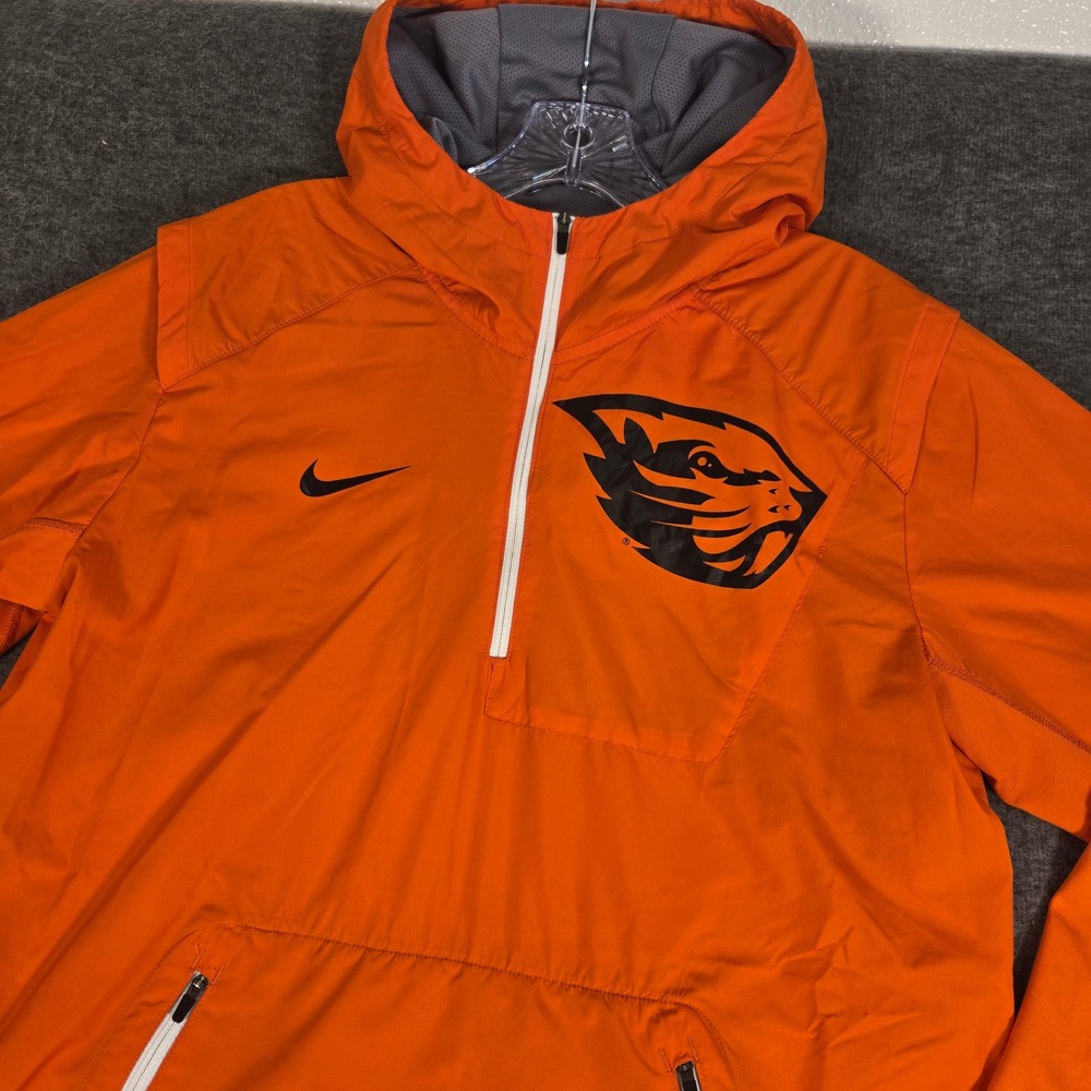 Nike OSU Beavers Jacket Small Orange Hooded Lightweight NCAA Windbreaker Pockets